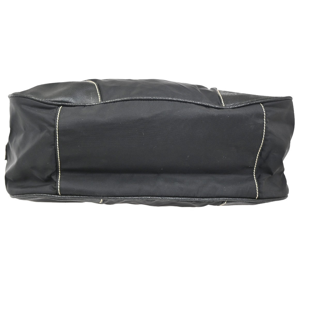 PRADA MILANO Logo Tessuto Shoulder Hobo Bag Nylon Leather Black 65KC491