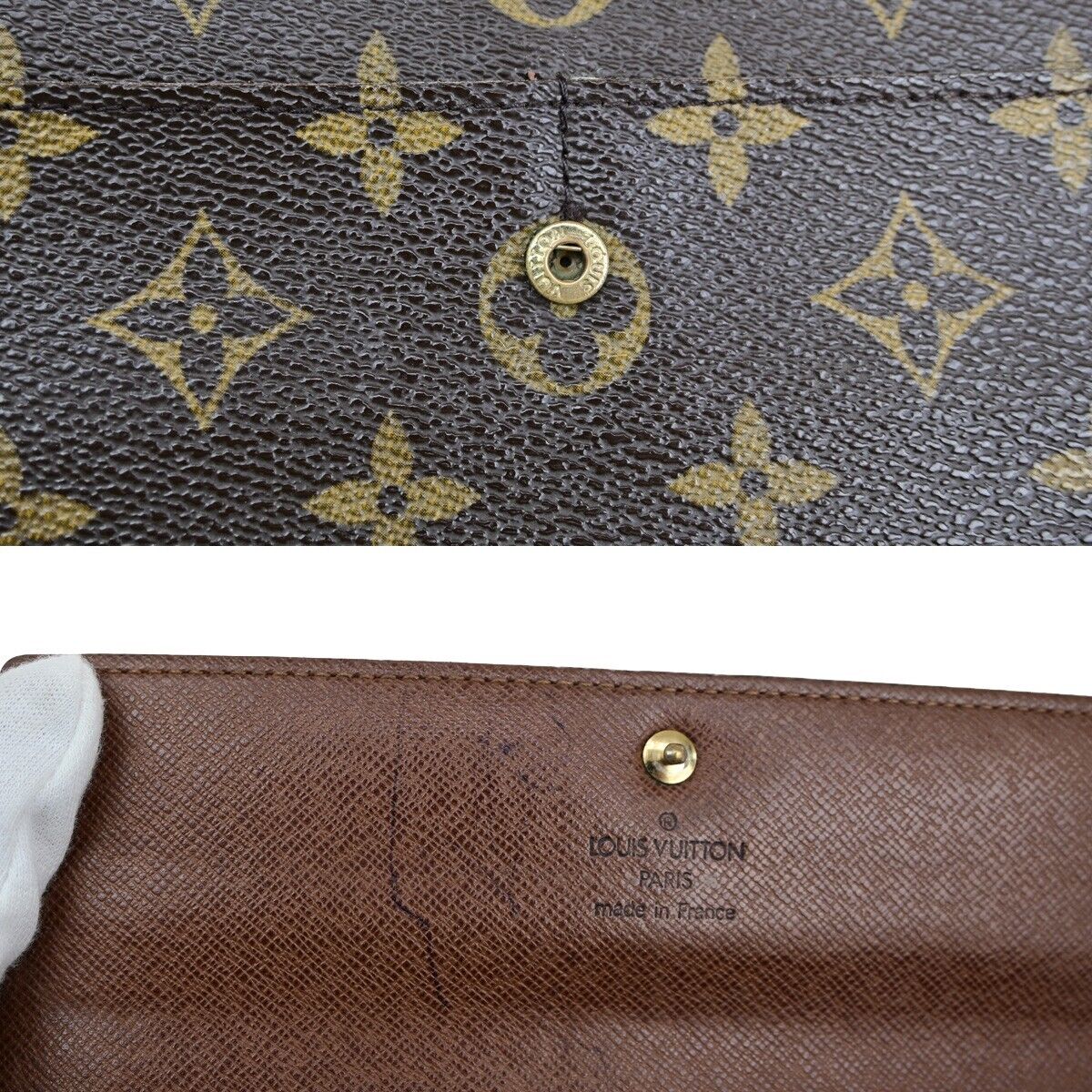 LOUIS VUITTON LV Logo 4 Set Bifold Trifold Long Wallet Monogram Brown 65FA708