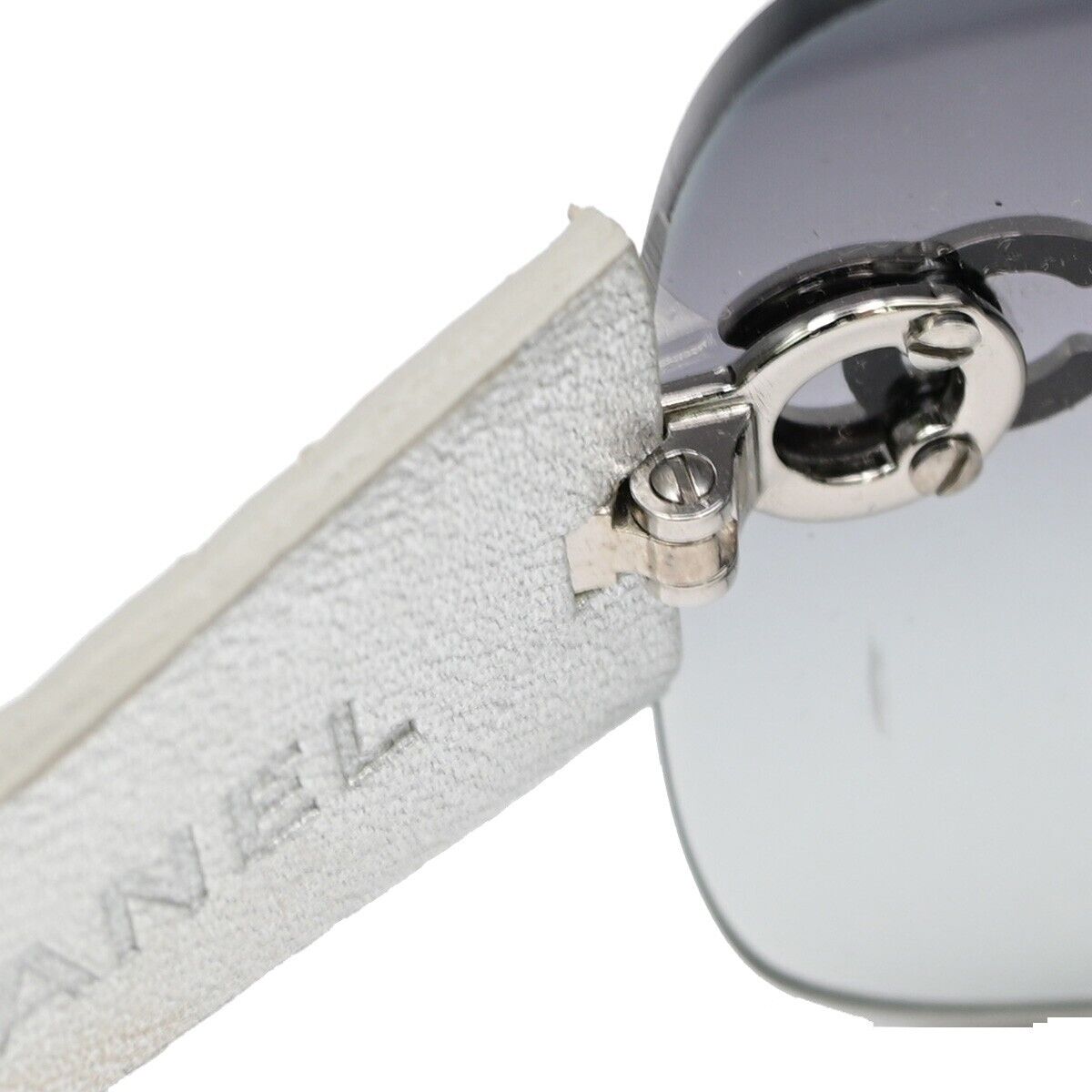 CHANEL CC Logo Matelasse Sunglasses Eye Wear 4157-Q Leather Silver 66YE628