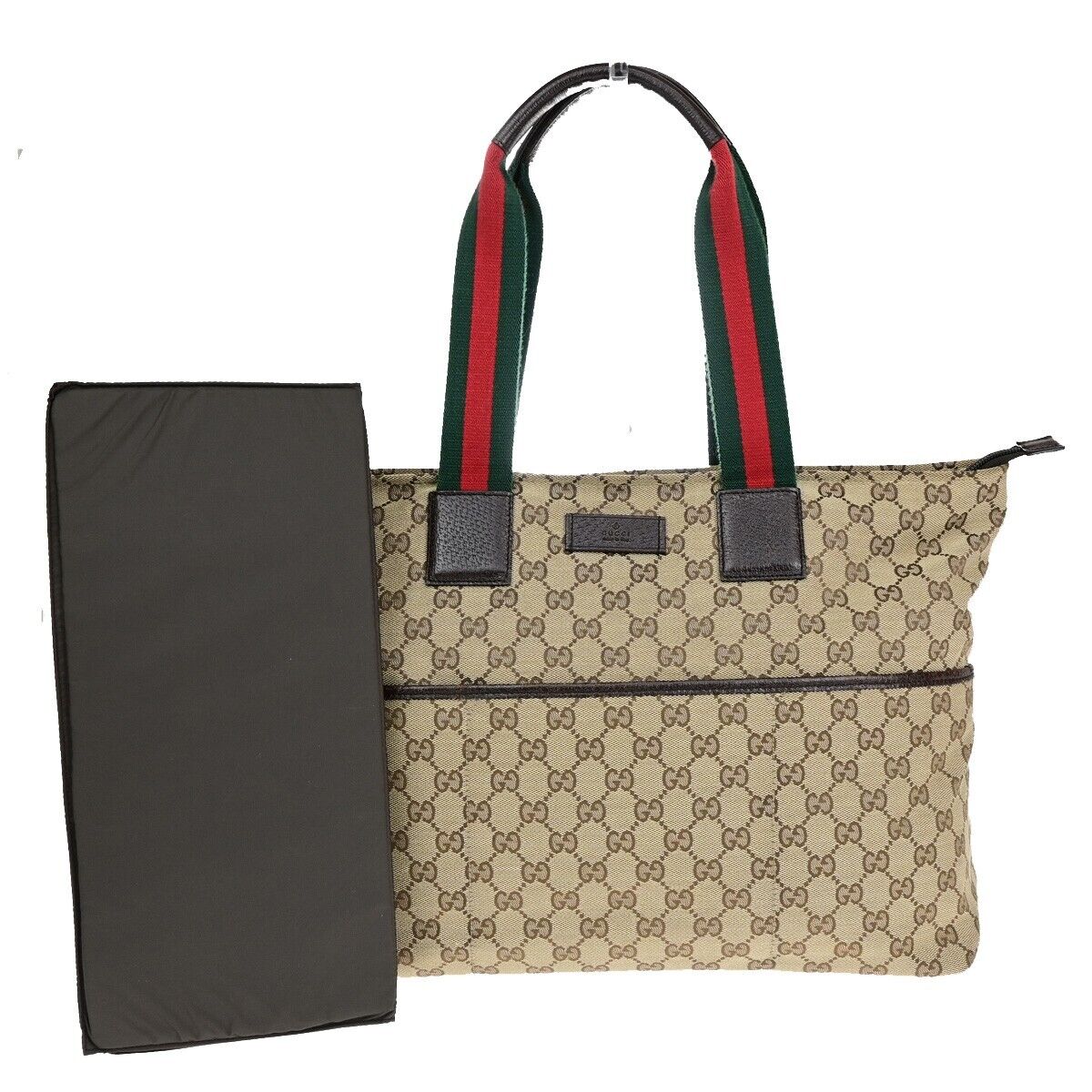 GUCCI Sherry GG Pattern Mothers Shoulder Tote Bag Canvas Leather Brown 85EB834