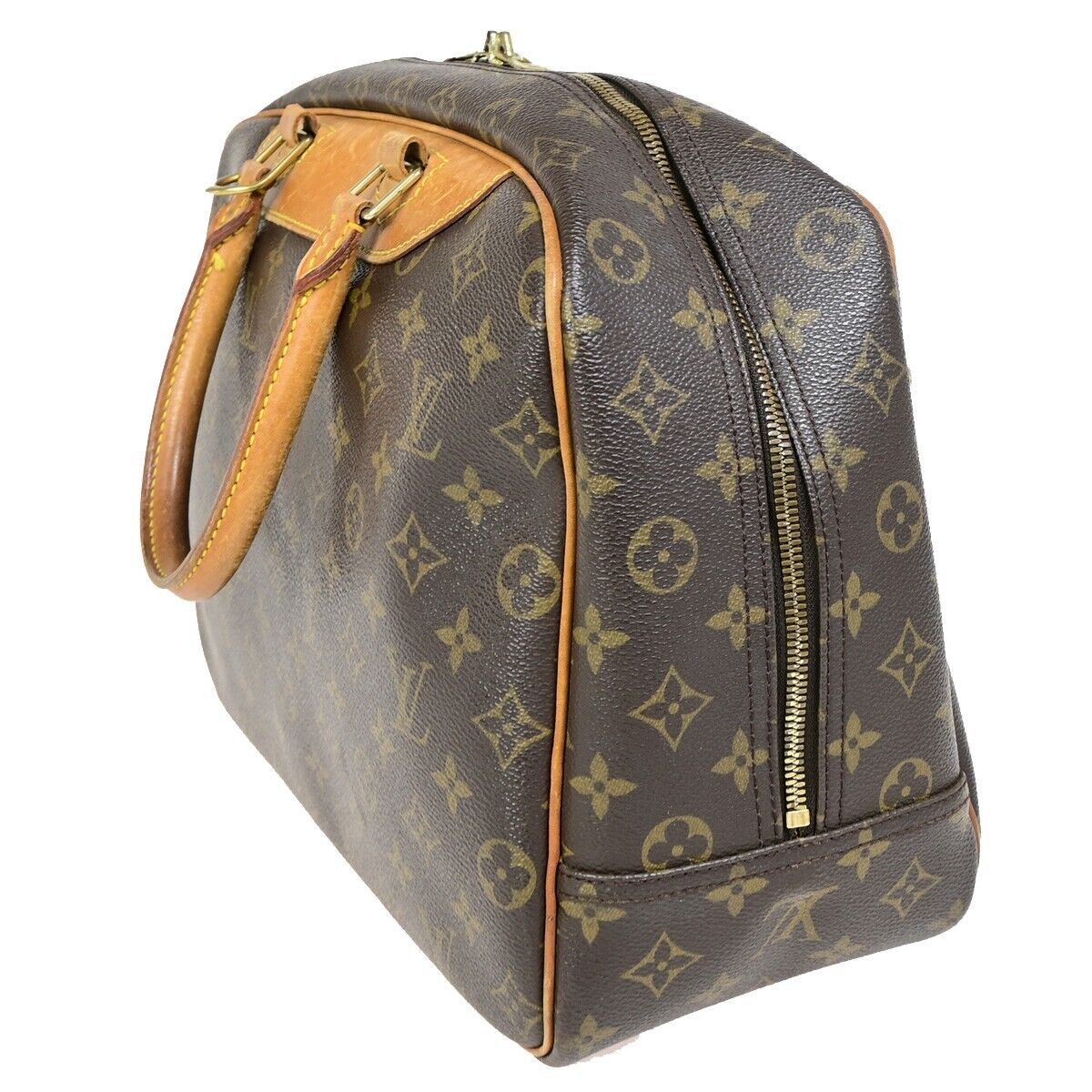 LOUIS VUITTON LV Logo Deauville Hand Bag Monogram Leather Brown M47270 32FB018