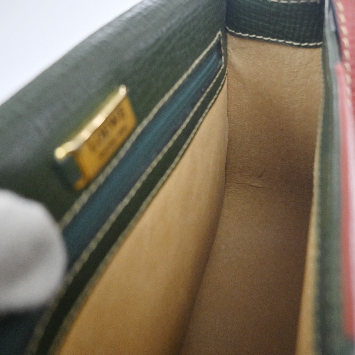 LOEWE Logo Barcelona Bicolor Shoulder Bag Leather Green Brown Italy 87KC777