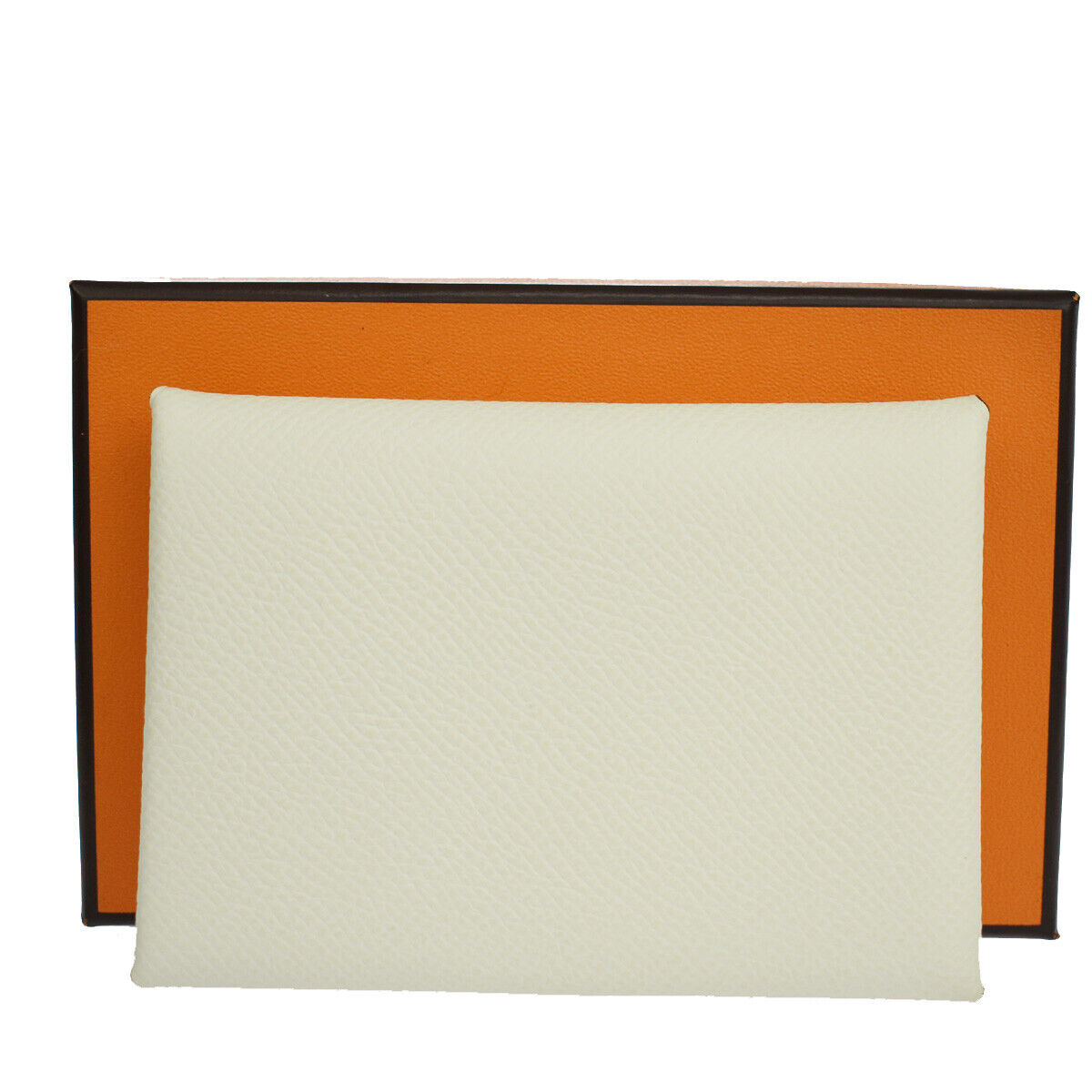 HERMES Calvi Duo Card Case Wallet Bicolor Veau Epsom Nata Jaune Poussin 50YC791