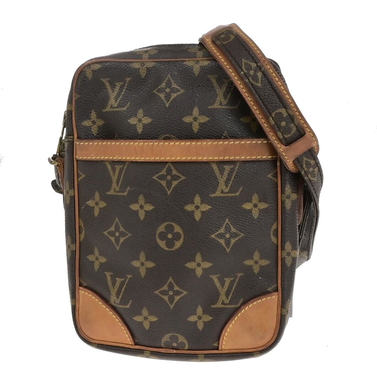LOUIS VUITTON Danube Shoulder Bag Monogram Leather Brown France M45266 65ED334