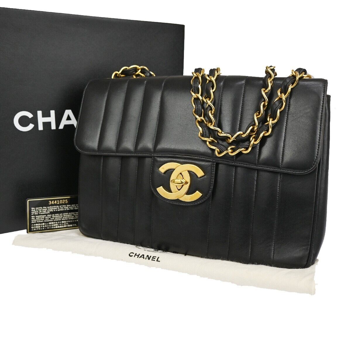 CHANEL CC Logo Mademoiselle 30 Chain Shoulder Bag Leather Black GHW 172RJ144