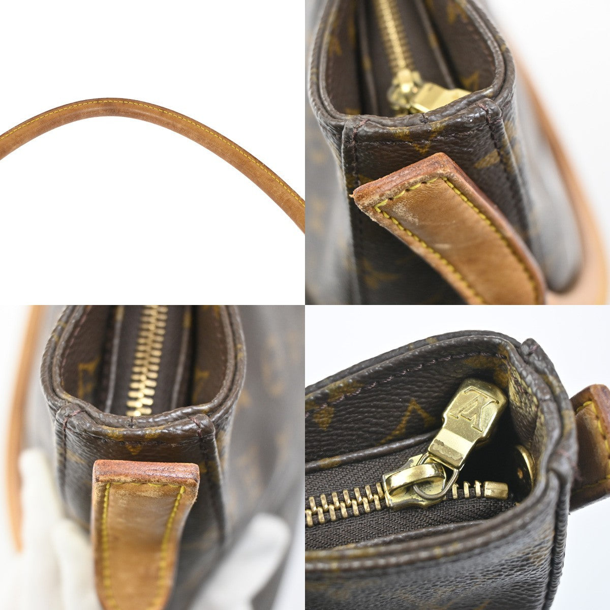LOUIS VUITTON Logo Looping GM Shoulder Bag Monogram Leather Brown M51145 79ZA042