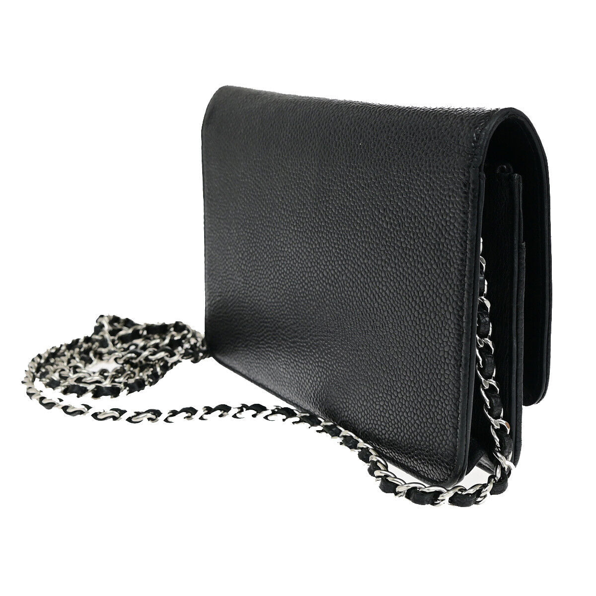 CHANEL CC Logo GST Chain Shoulder Bag Wallet Caviar Skin Leather BK SHW 390RF144