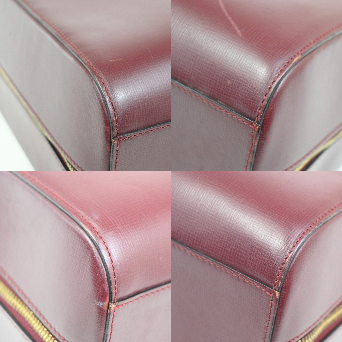 CARTIER Logo Must Line 2way Shoulder Hand Bag Leather Red GHW France 87MA391