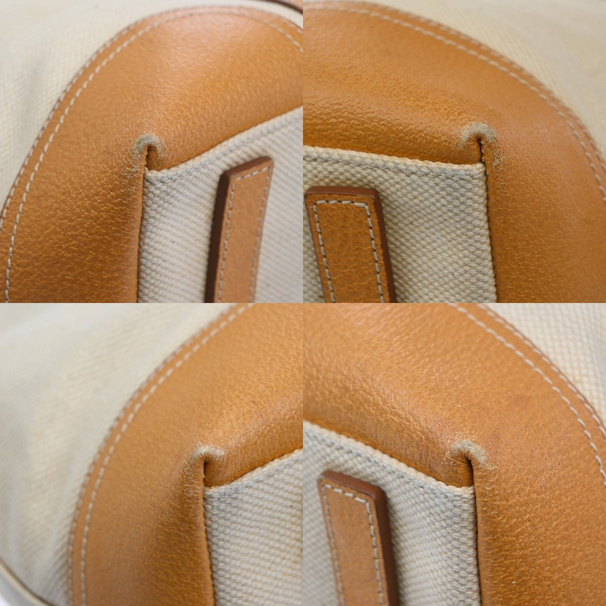 PRADA Logo Shoulder Tote Hand Bag Canvas Leather Beige Orange SHW Italy 34MA594