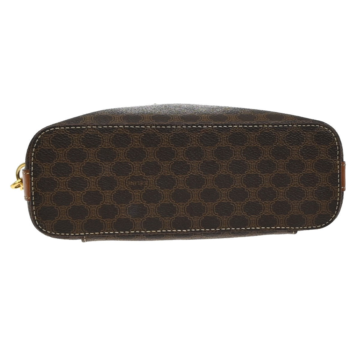 CELINE Logo Macadam Circle 2Way Shoulder Hand Bag PVC Leather Brown GHW 69YH773