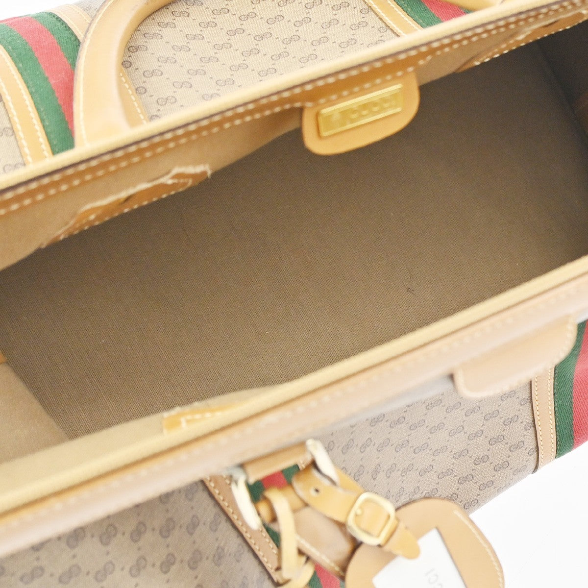 GUCCI Logo Sherry GG Pattern Travel Hand Bag PVC Leather Brown Italy 62KC300