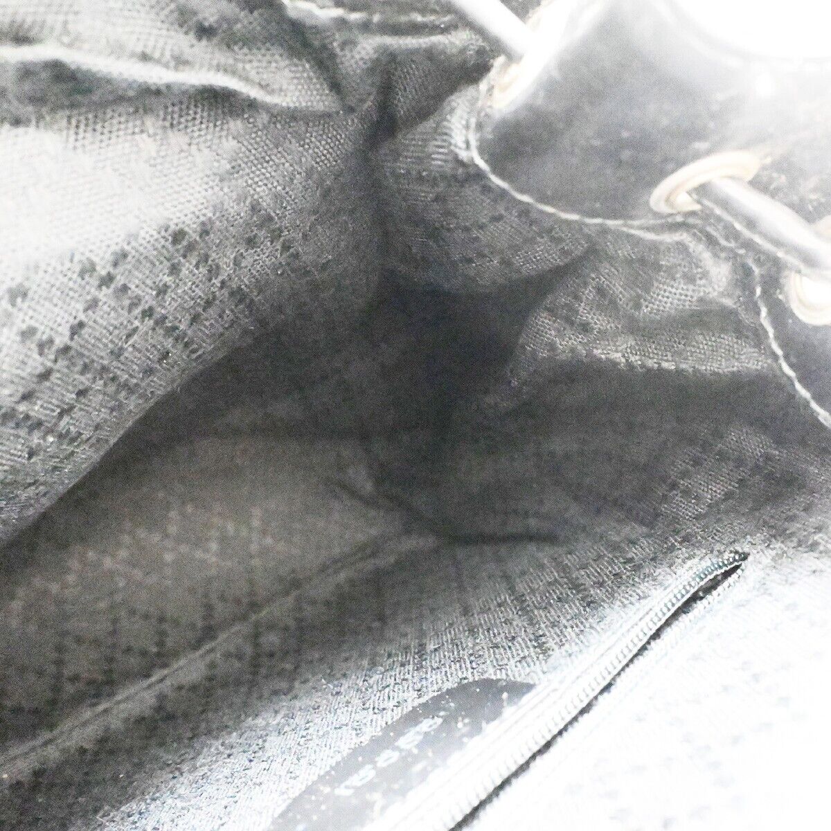 GUCCI Logo Bamboo Backpack Bag Leather Nylon Black Italy 68EB288