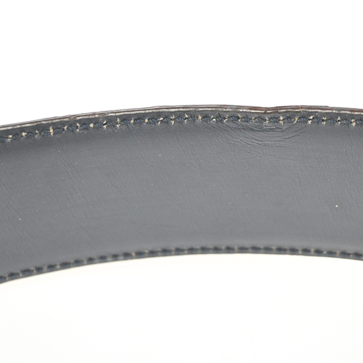 GUCCI G Logo Belt 70/28 Leather Brown Blue GHW Italy 66KC646