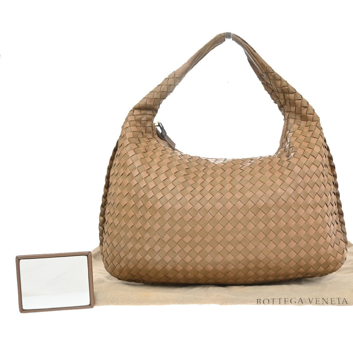 BOTTEGA VENETA Logo Intrecciato Shoulder Hand Bag Leather Beige Italy 59MA502