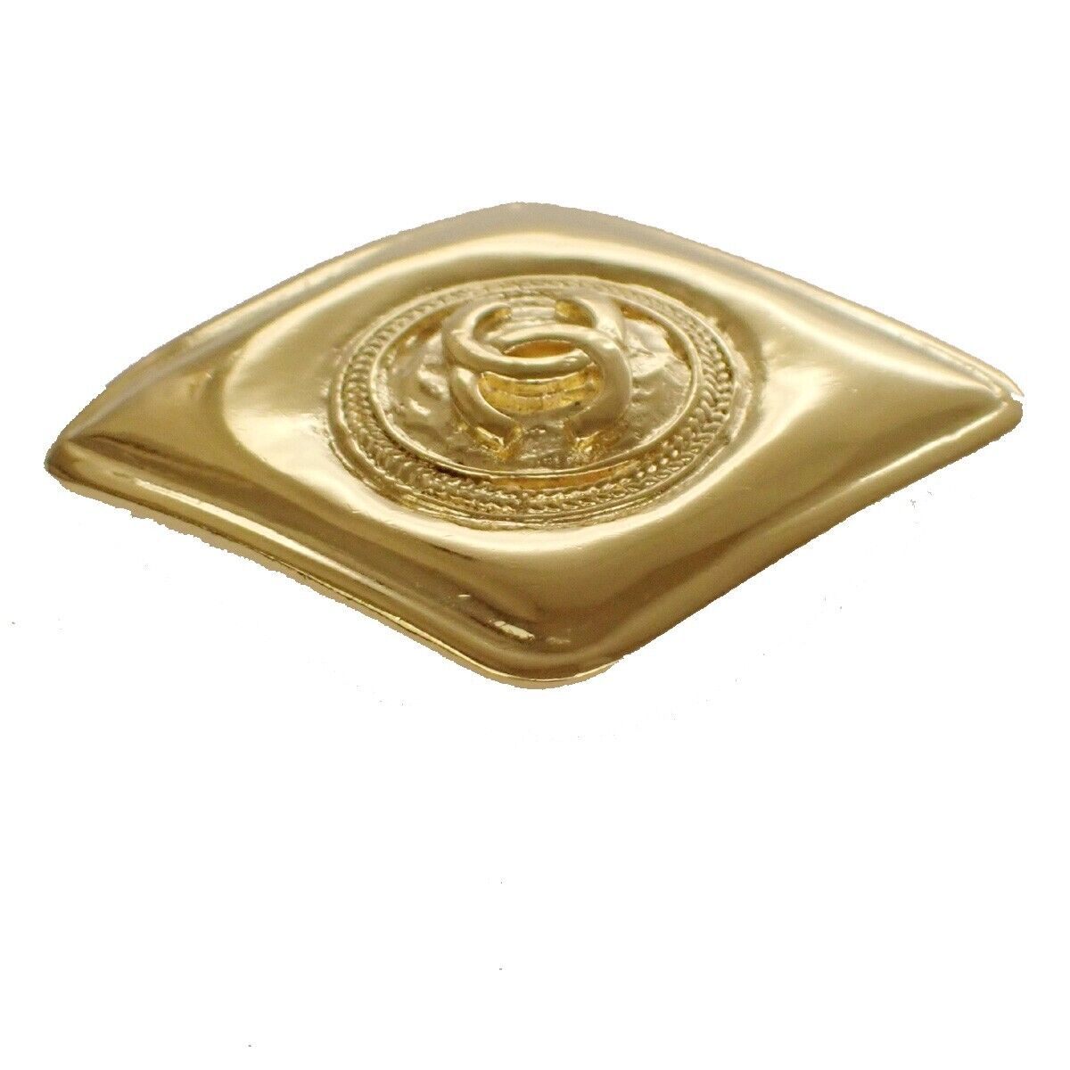 CHANEL CC Logo Rhombus Pin Brooch GHW France Accessory Vintage 38RJ486