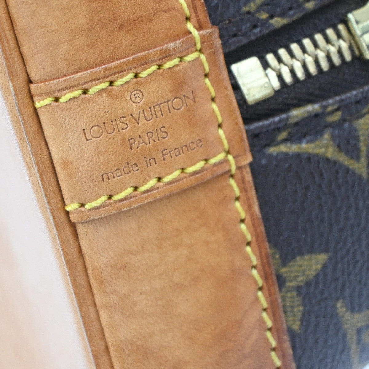 LOUIS VUITTON LV Logo Alma Hand Bag Monogram Leather Brown France M51130 70YJ230
