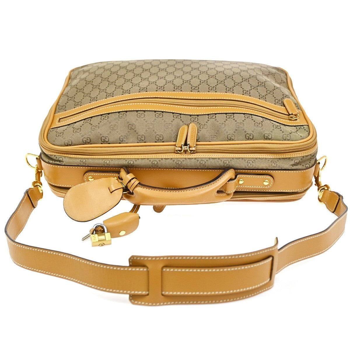 GUCCI GG Pattern 2Way Travel Shoulder Hand Bag Canvas Leather Brown GHW 34ZA245
