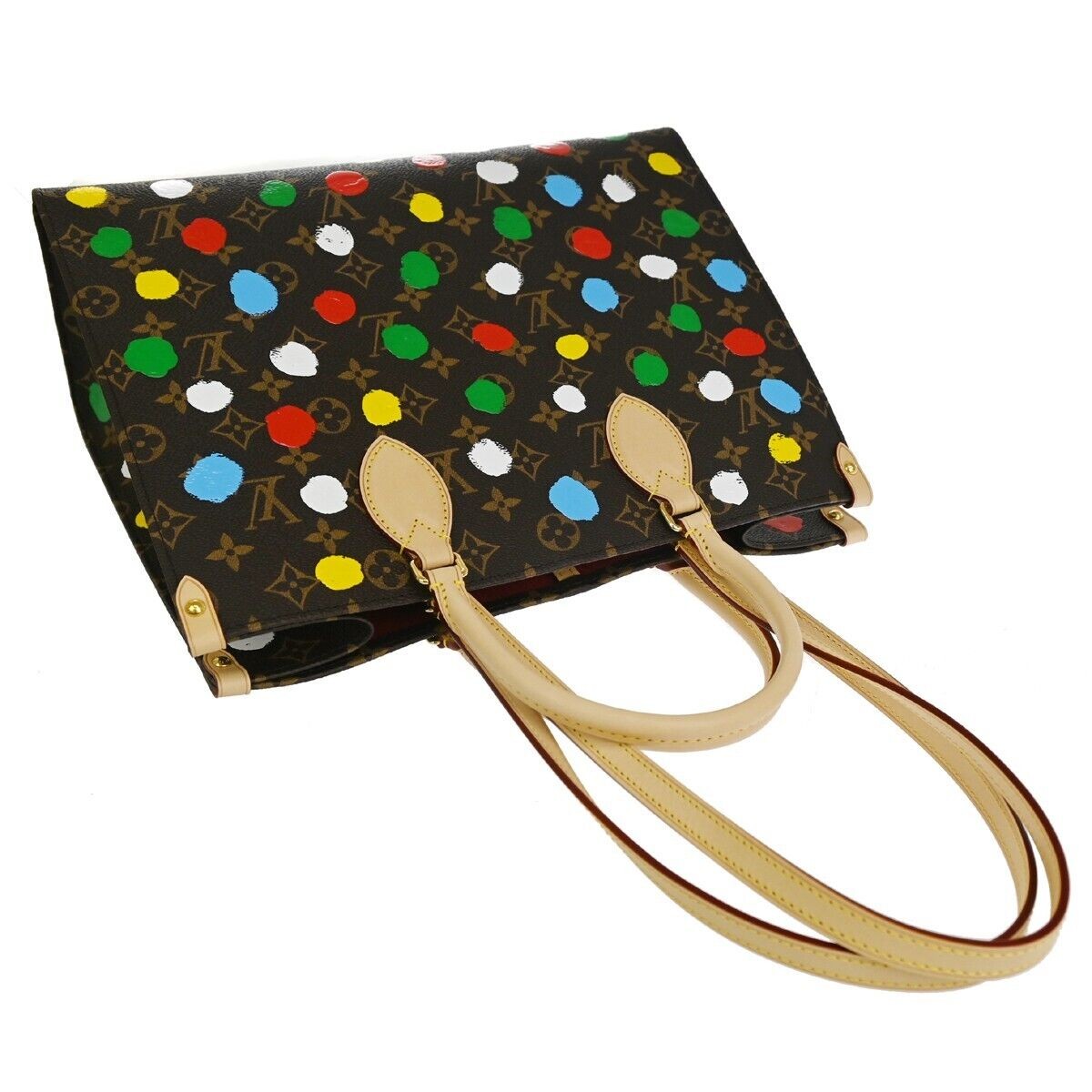 LOUIS VUITTON LV × YK OnTheGo MM Hand Bag Monogram 3D Dots Brown M46379...