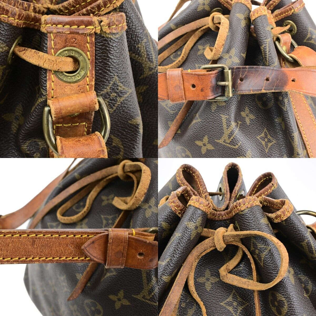 LOUIS VUITTON Petit Noe Drawstring Shoulder Bag Monogram Leather M42226 69ED112
