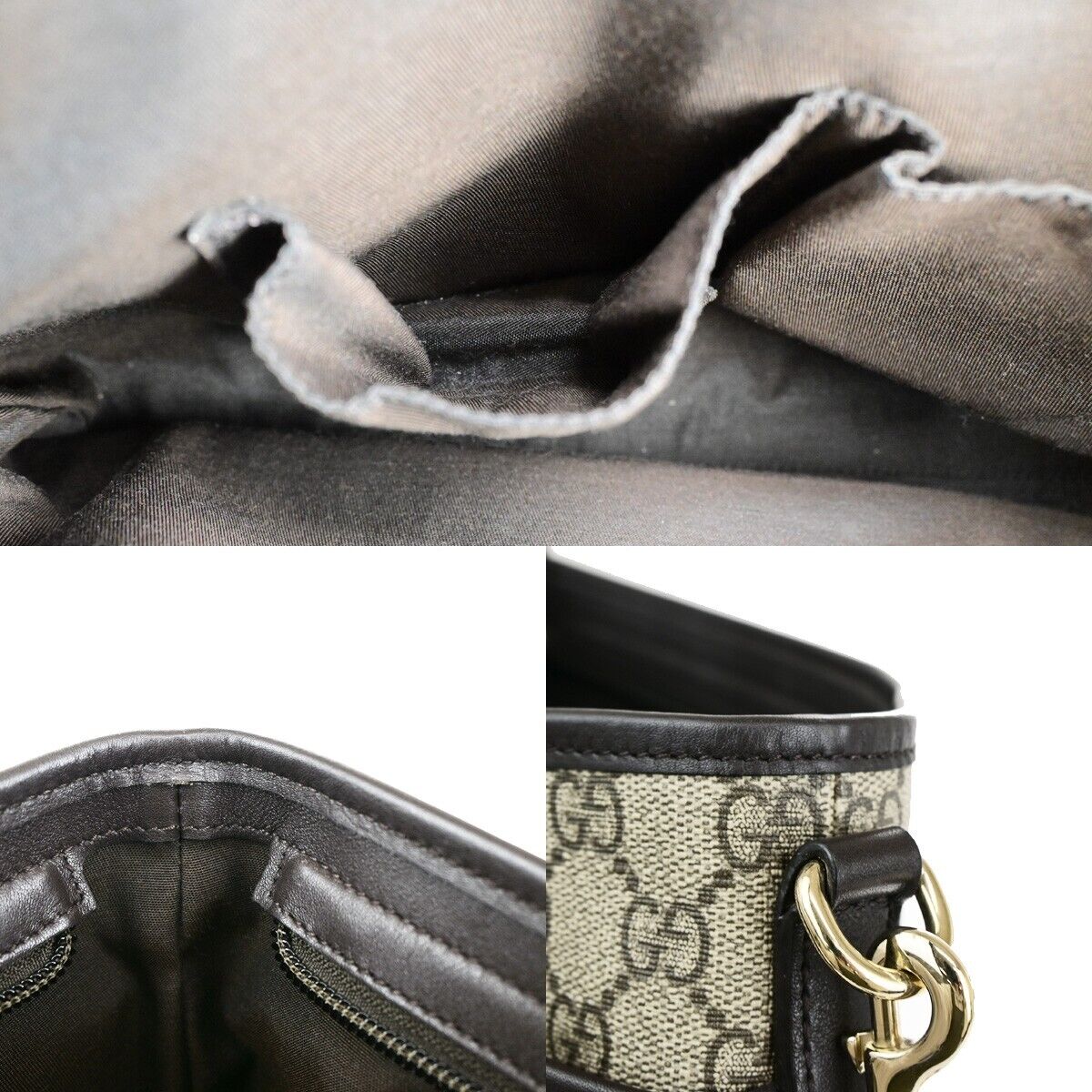 GUCCI Logo GG Pattern Crossbody Shoulder Bag Supreme Leather Brown GHW 11RK635