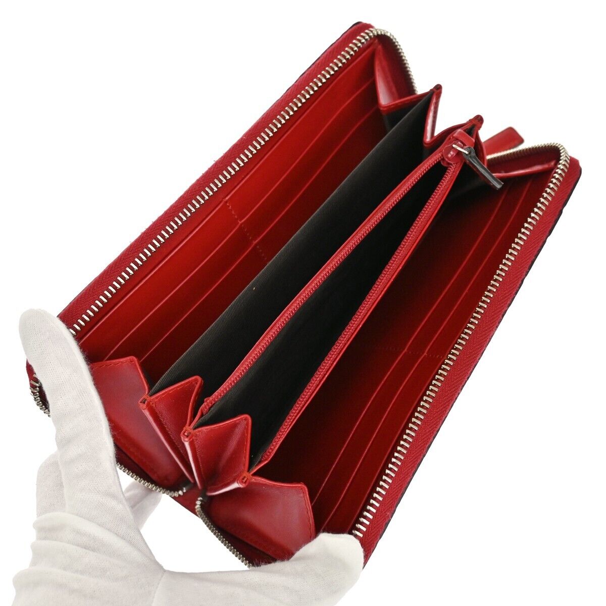 GUCCI Guccissima GG pattern Long Bifold Wallet Leather Red Italy 32GA976