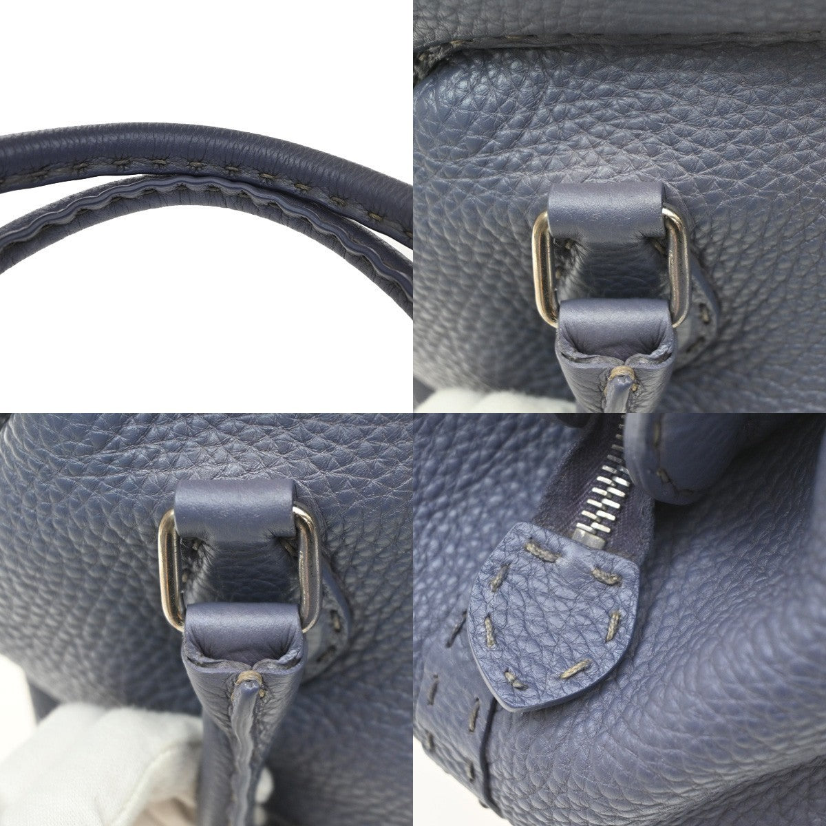FENDI Logo Selleria Doctor's Shoulder Hand Bag Leather Purple SHW 61MA723