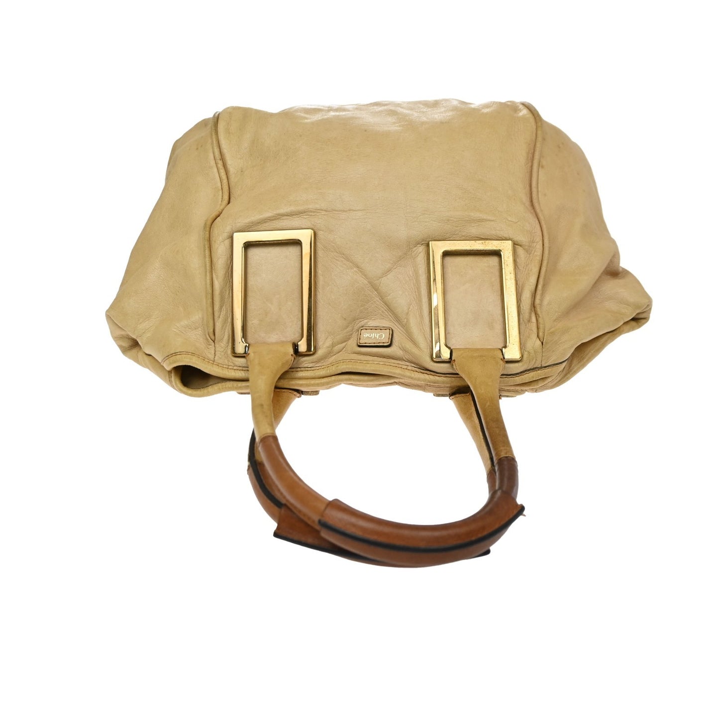 CHLOE Logo Etel Shoulder Hand Bag Leather Beige Brown GHW 63KD065
