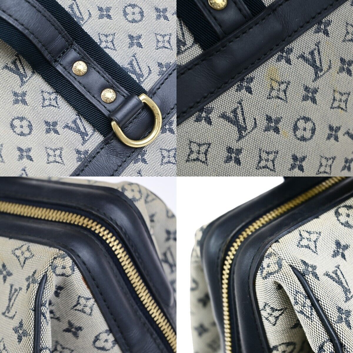 LOUIS VUITTON Josephine GM Hand Bag Monogram Mini Canvas Blue M92211 33ED326