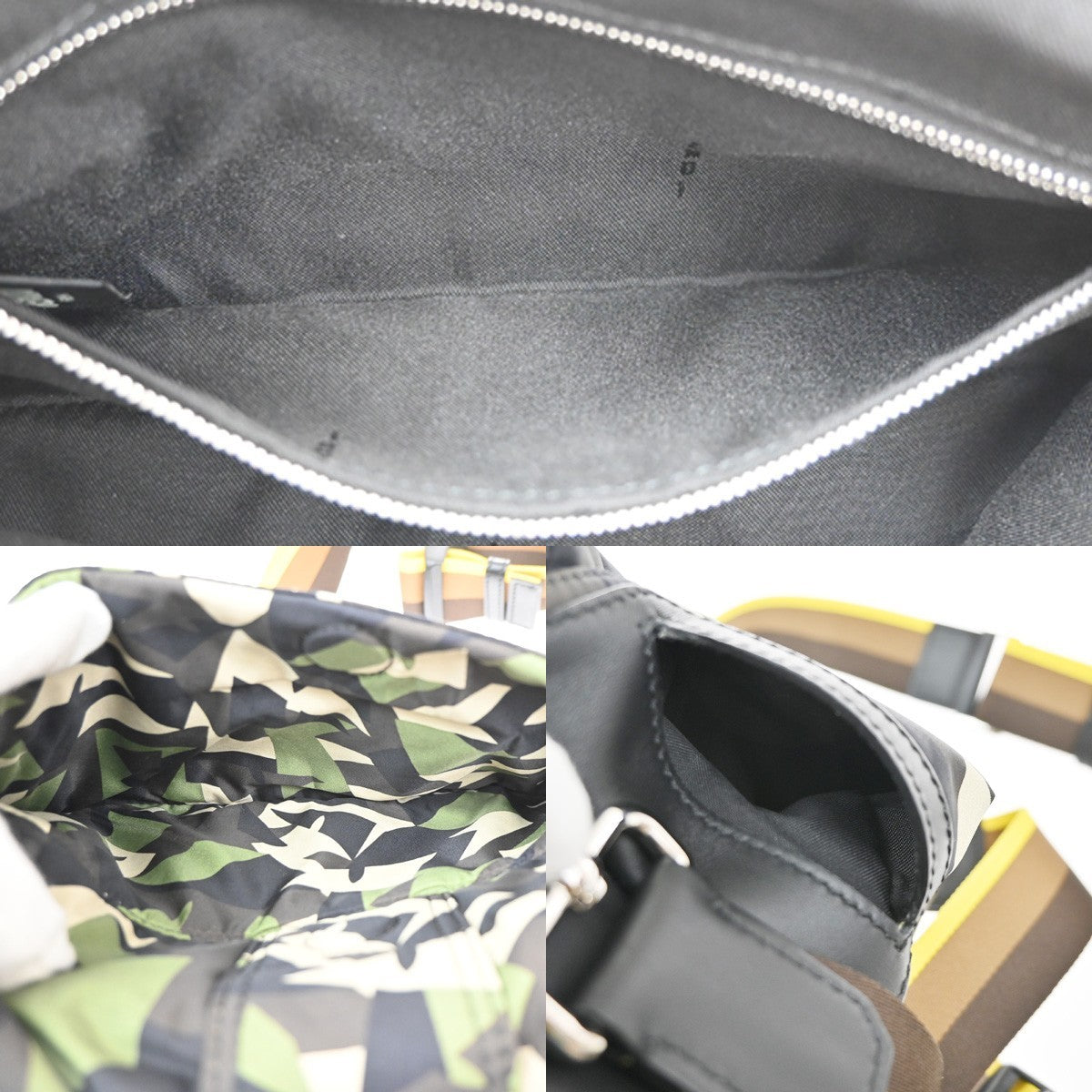FENDI Logo Mamma Baguette Camouflage Bum Shoulder Bag Nylon Leather SHW 667RL908