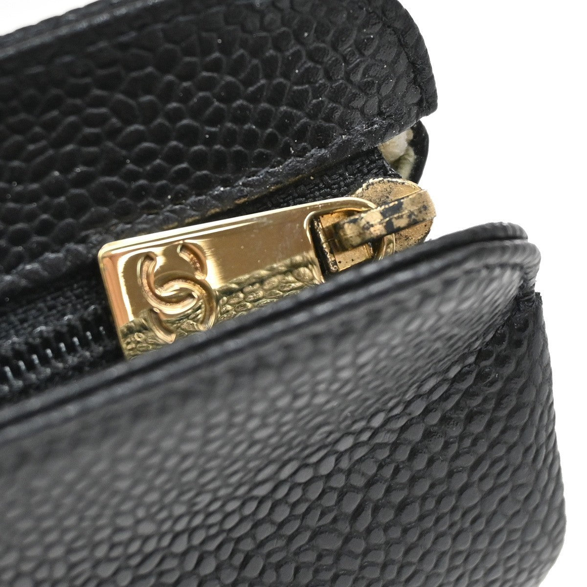 CHANEL CC Logo Mini Pouch Bag Grained Calfskin Leather Black GHW France 34KB454