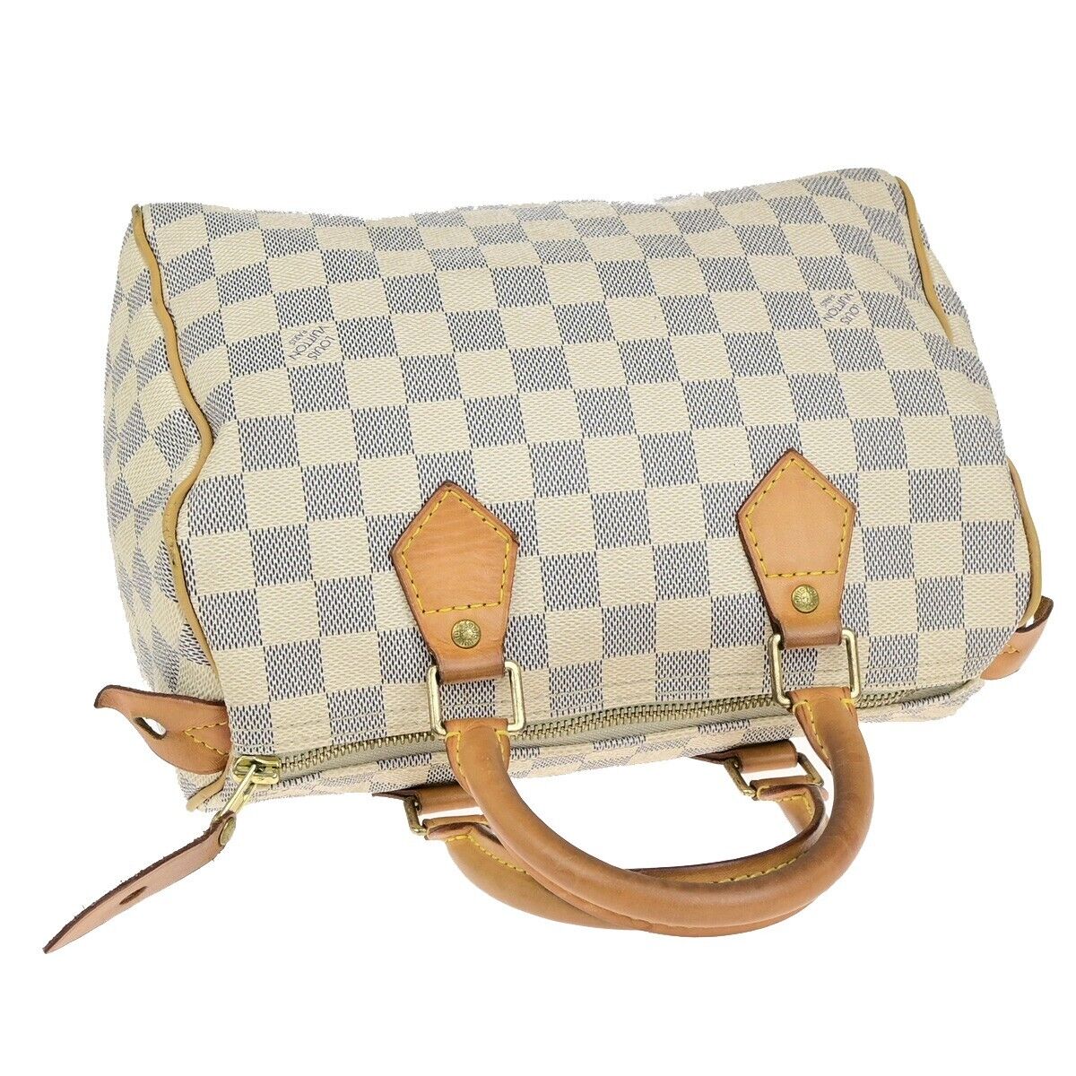 LOUIS VUITTON Speedy 25 Hand Bag Damier Azur Leather White U.S.A. N41534 13ED028