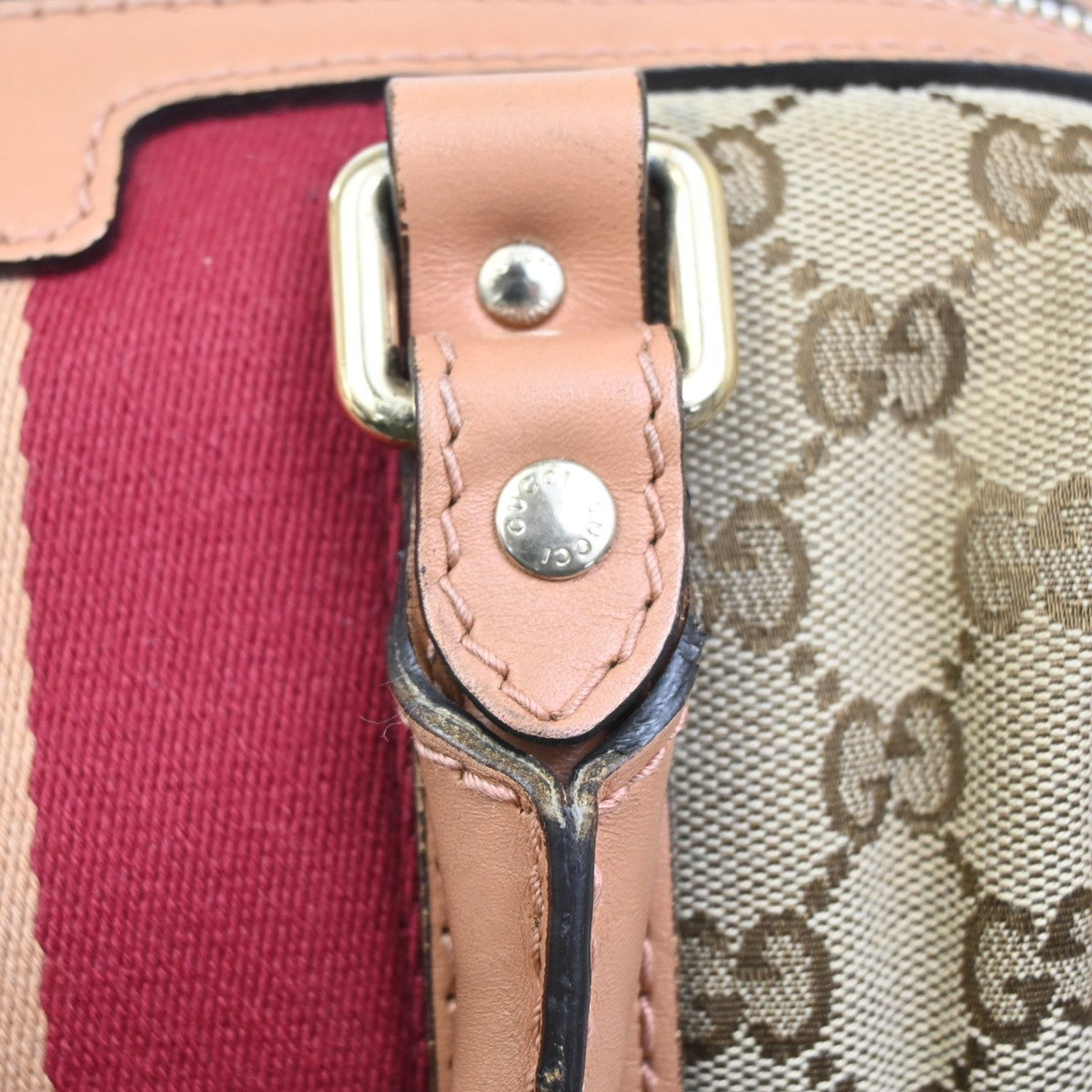 GUCCI GG Sherry 2Way Tote Shoulder Hand Bag Canvas Leather Brown Italy 72ZA104