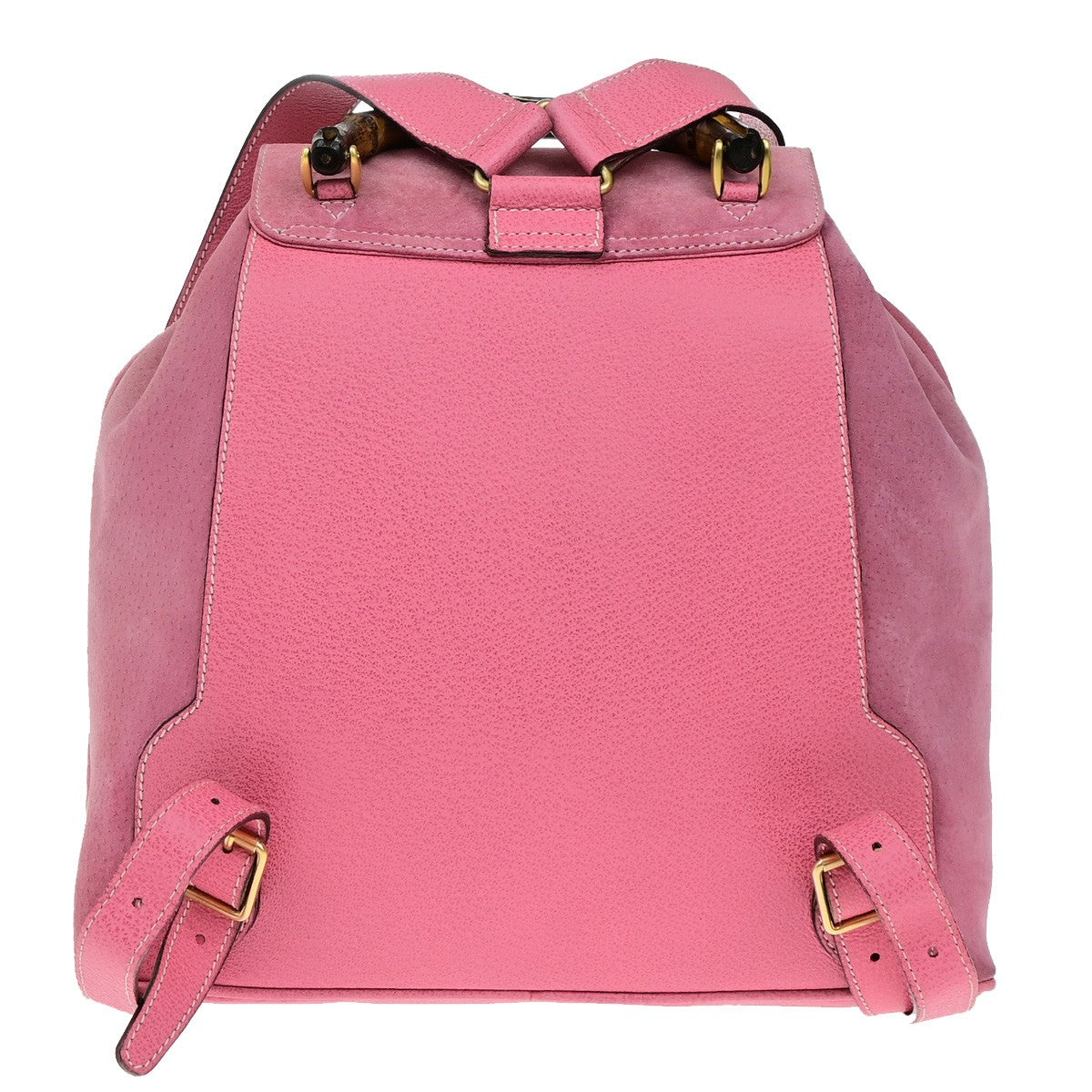 GUCCI Logo Bamboo Drawstring Backpack Bag Suede Leather Pink GHW Italy 35YH129