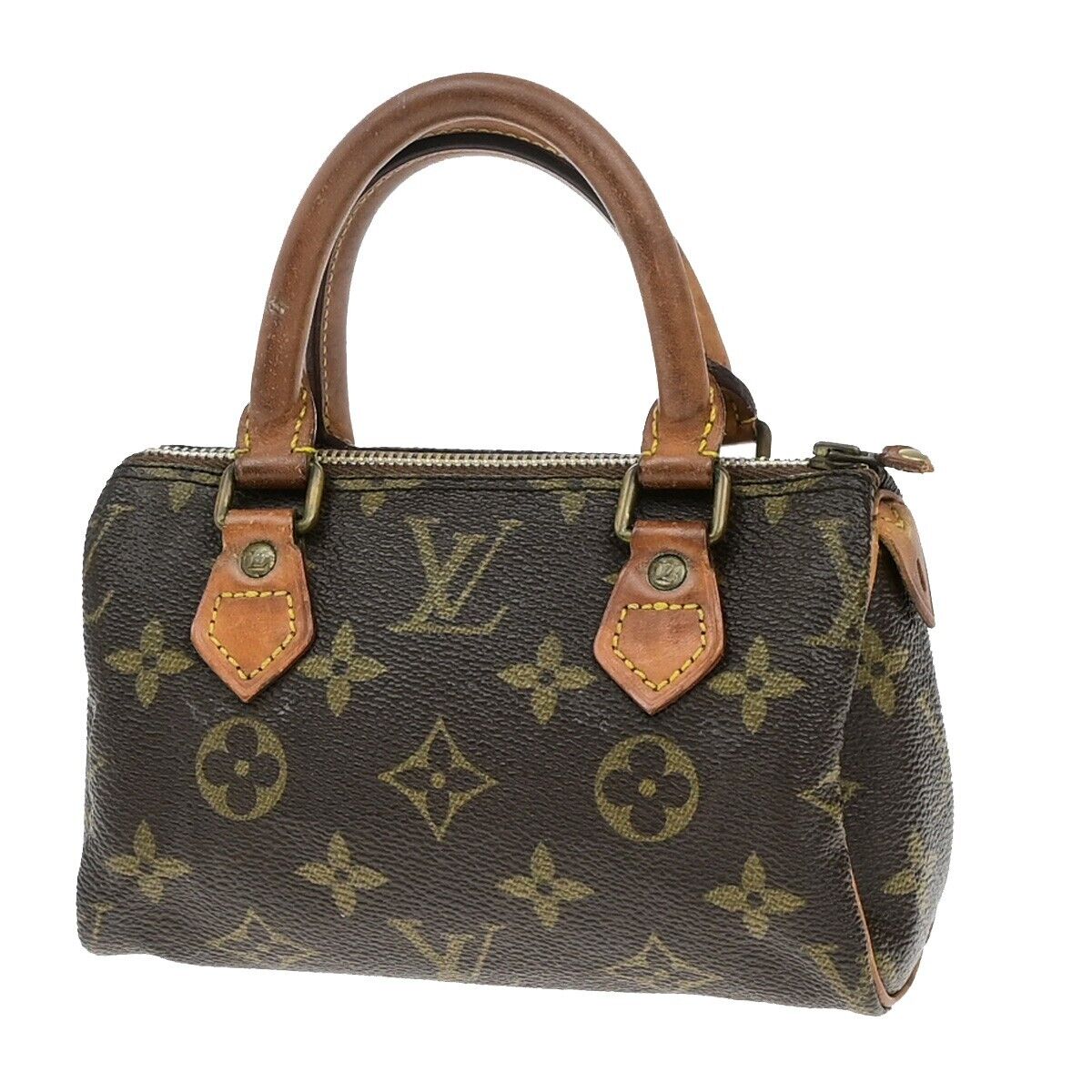 LOUIS VUITTON Mini Speedy Hand Bag Monogram Leather Brown M41534 32ED956