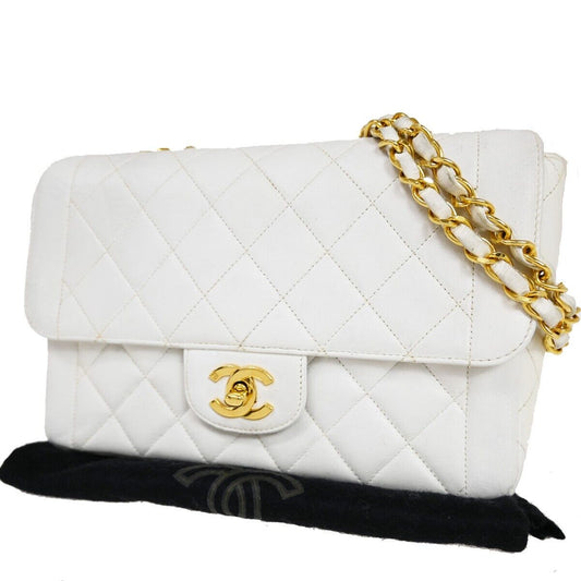 CHANEL CC Logo Matelasse Chain Shoulder Bag Leather White GHW Vintage 314RJ226