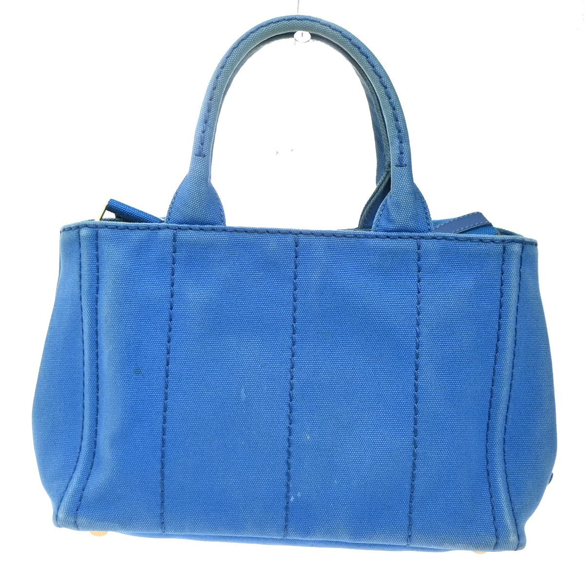 PRADA Logo CANAPA 2Way Shoulder Hand Bag Canvas Leather Blue Azzurro GHW 35KC772