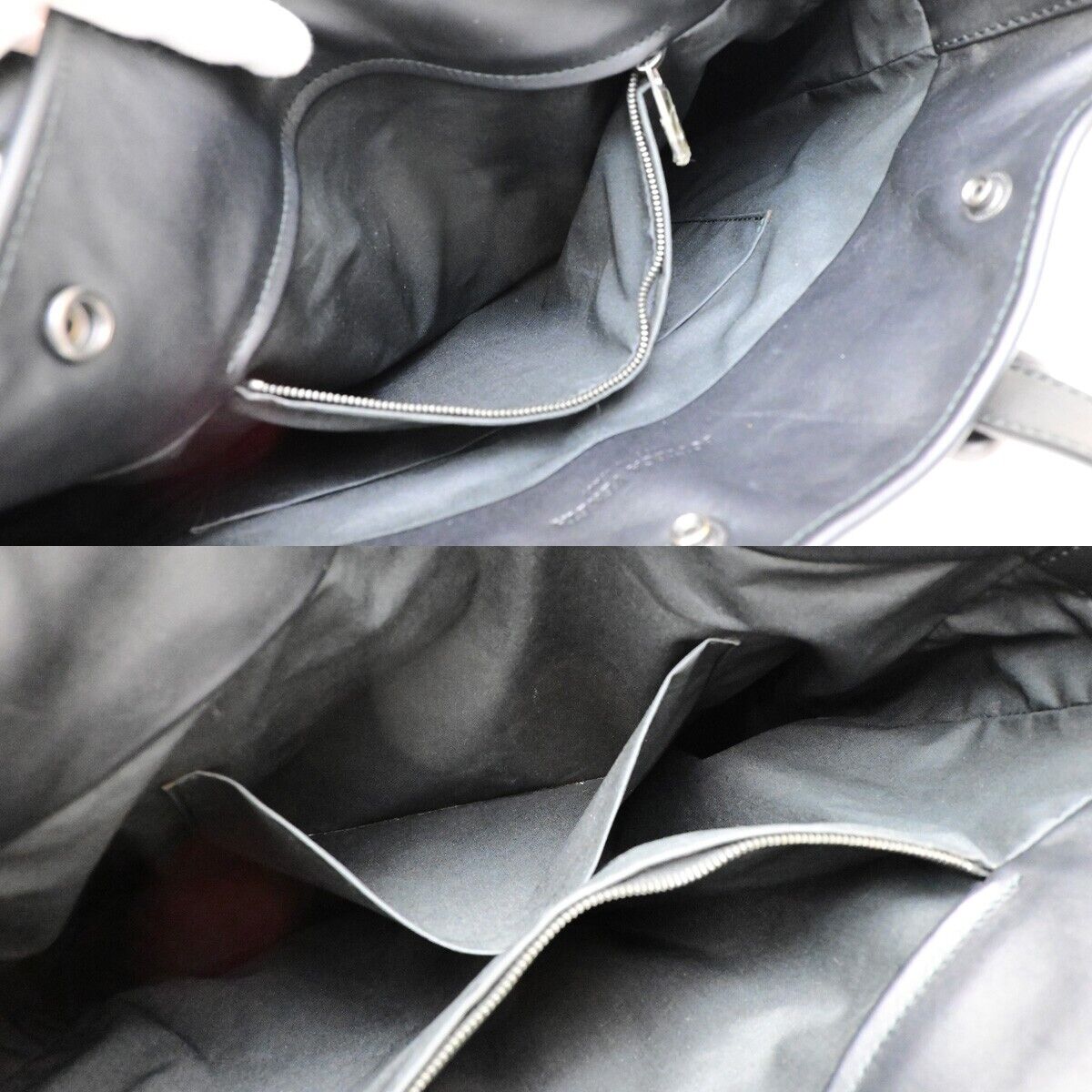 BOTTEGA VENETA Logo  Intrecciato Shoulder Tote Bag Leather Black Italy 20RF196