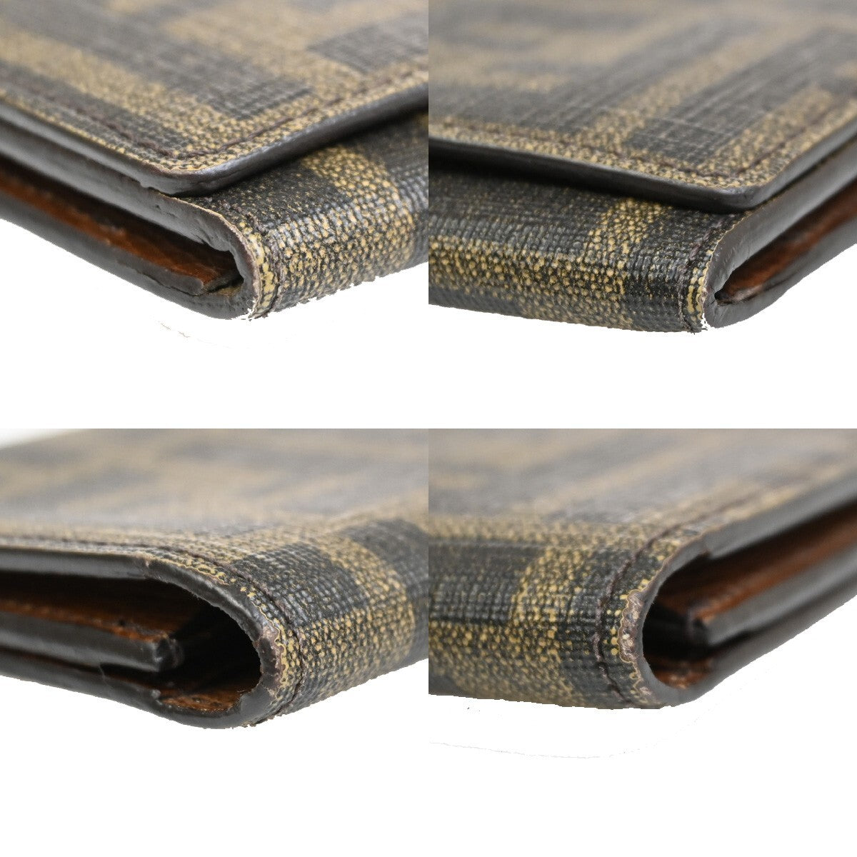 FENDI Logo Zucca Pattern Card Case Wallet PVC Leather Brown Italy 02EE268