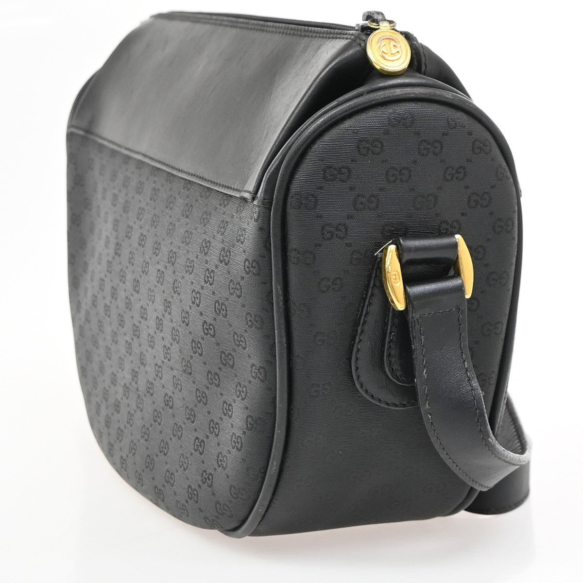 Gucci Guccissima GG Sherry Web Crossbody Shoulder Bag PVC Black Italy 09PA140