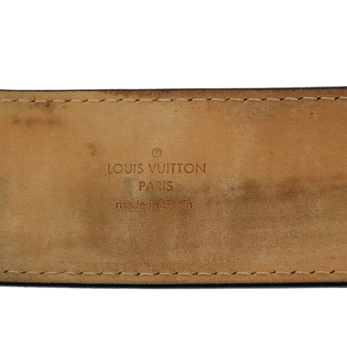 LOUIS VUITTON Logo Ceinture Jeans Belt Leather Black Silver Spain M6812 64ED273