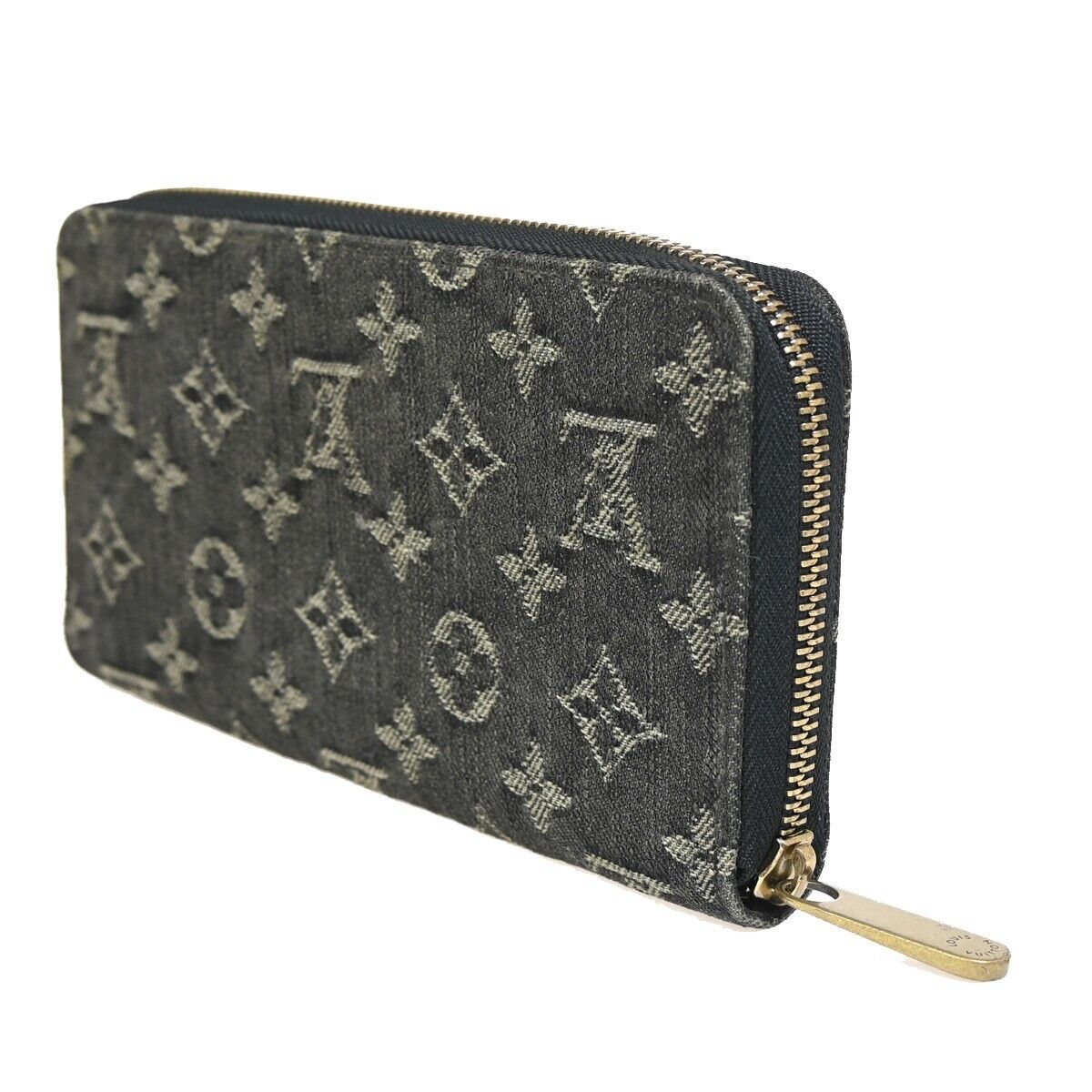 LOUIS VUITTON Zippy Round Long Wallet Monogram Denim Leather Blue M95614 44RF138