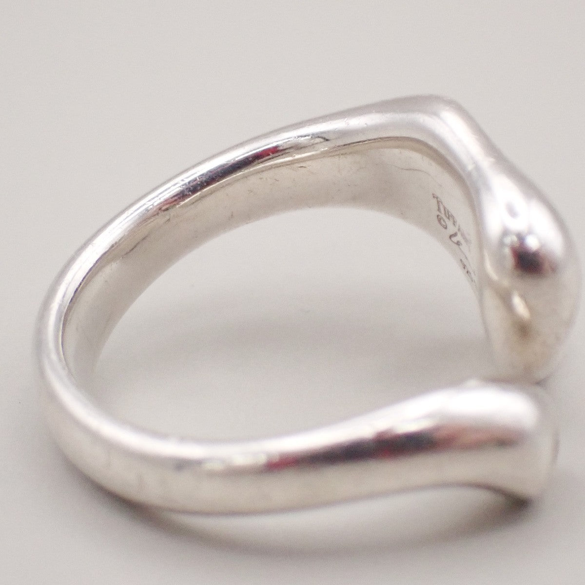 TIFFANY&Co. Logo Full Heart Diamond Ring Silver 925 Elsa Peretti Spain 08KC937
