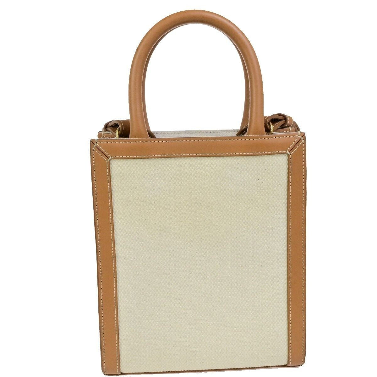CELINE Logo Vertical Cabas 2Way Mini Hand Tote Bag Canvas Leather Brown 667RK836