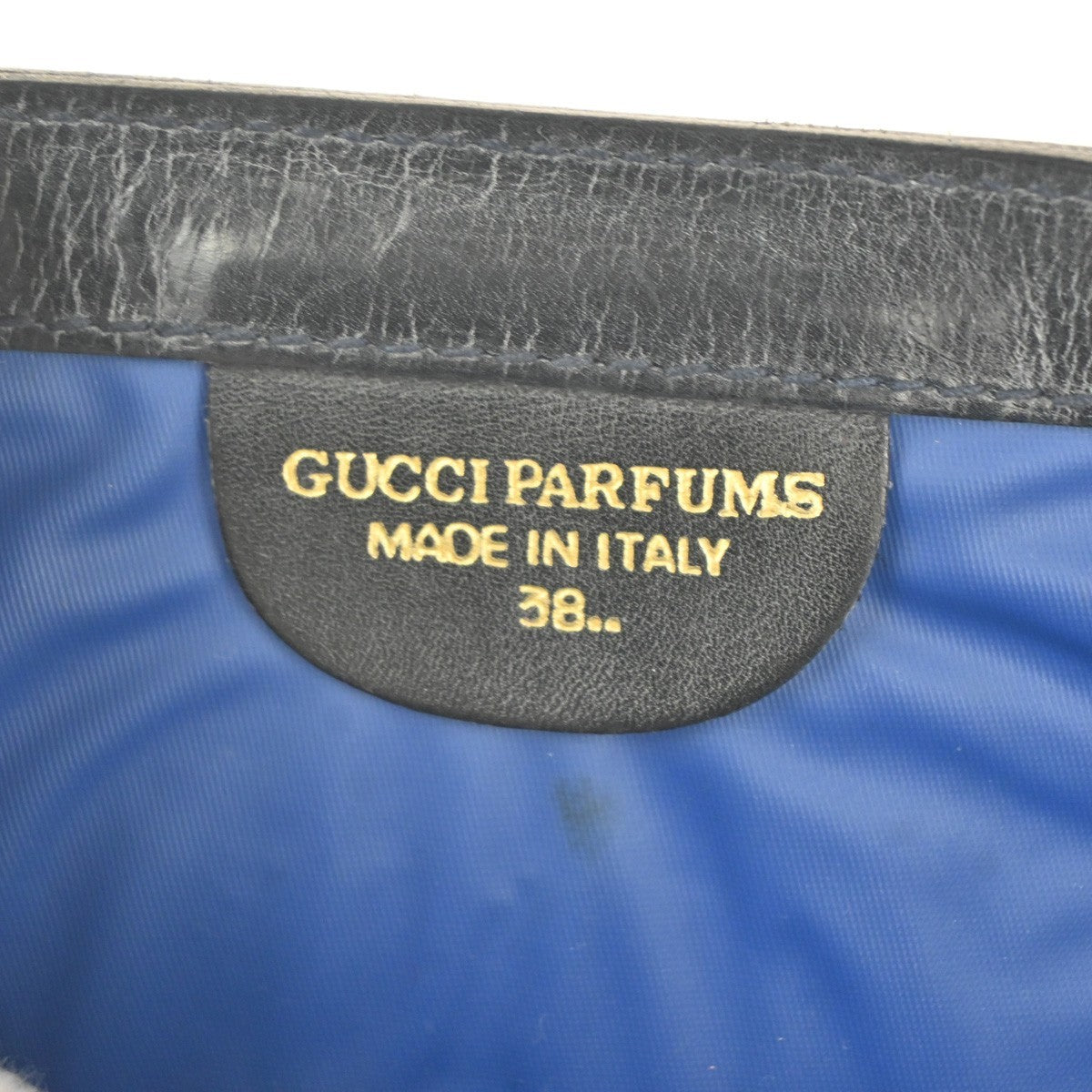 GUCCI Parfums GG Sherry Clutch Pouch Bag Leather PVC Navy Made in Italy 09TA592