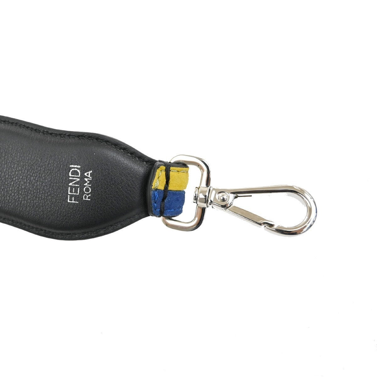 FENDI Logo Strap You Bag Shoulder Strap Leather Black Multicolor 67RL422