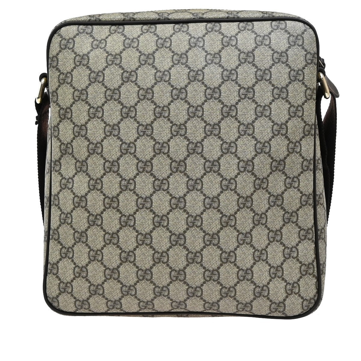 GUCCI Logo GG Pattern Shoulder Bag PVC Leather Brown GHW Italy 70EE317