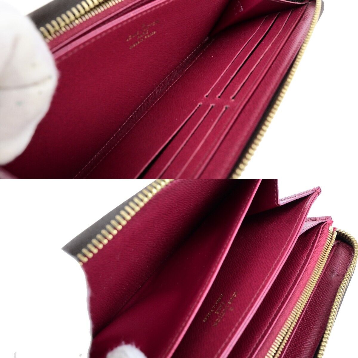 LOUIS VUITTON Zippy Long Wallet Monogram Leather Brown Fuchsia M41895 84EB839