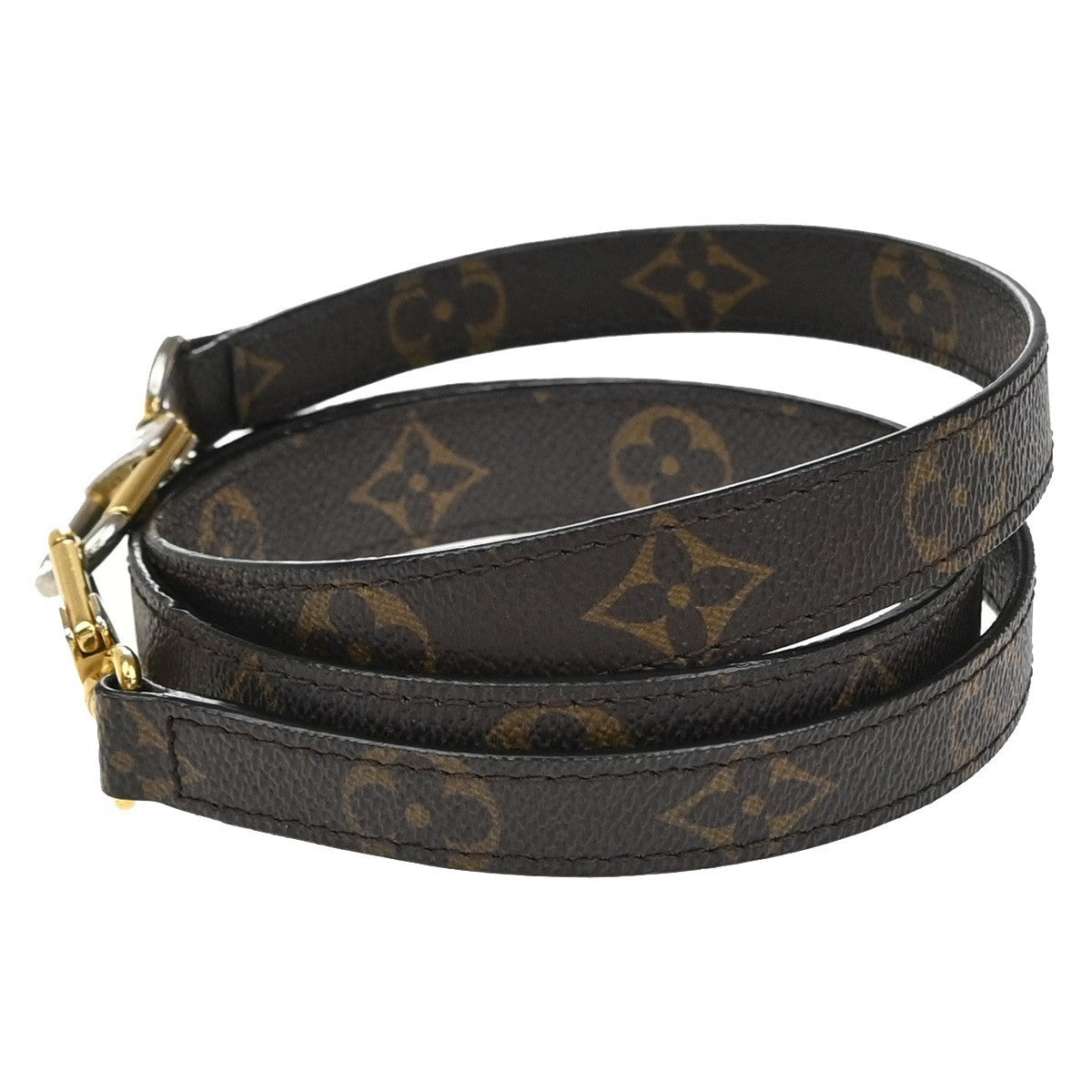 LOUIS VUITTON Shoulder Strap Monogram Leather Brown Gold Bag Accessory 36KP196