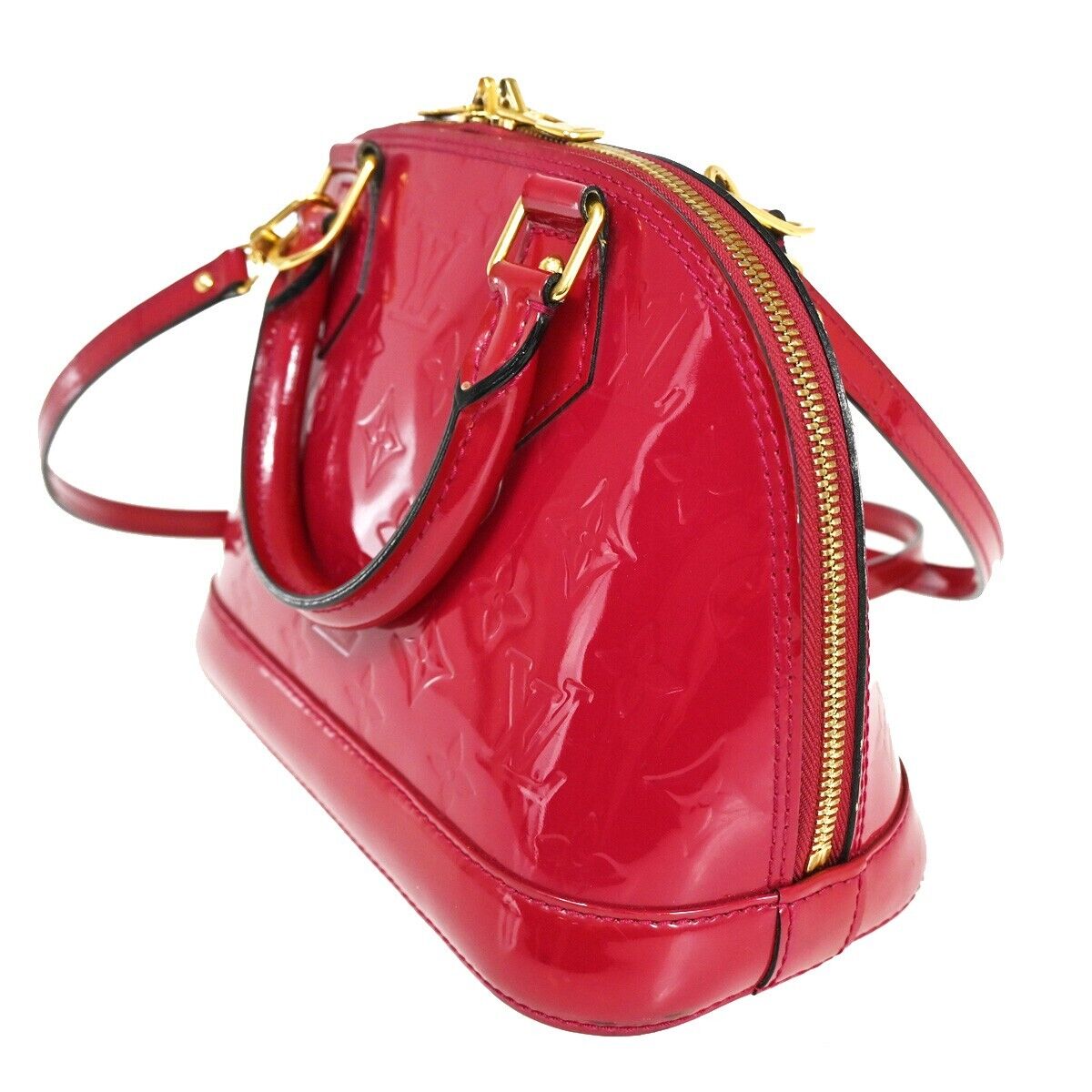 LOUIS VUITTON Alma BB Hand Bag Monogram Vernis Rouge Grenadine M91698 24YE215