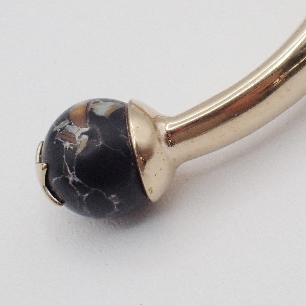 CHRISTIAN DIOR Logo Sphere Bangle Size S Black Enamel Gold 05KP448